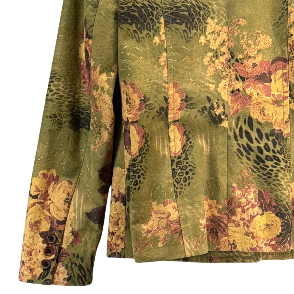 Doncaster Vintage Tapestry Green Pink Floral Animal Jungle Blazer Jacket Women 4 - Picture 6 of 10